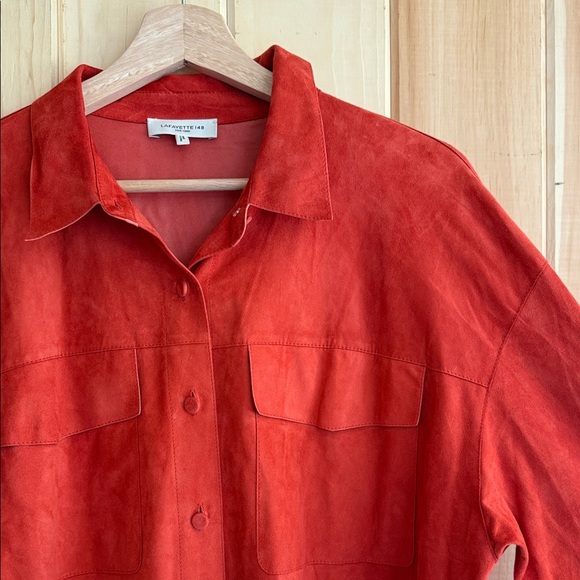 Lafayette 148 New York 100% Lamb Suede Button Down - Picture 3 of 16